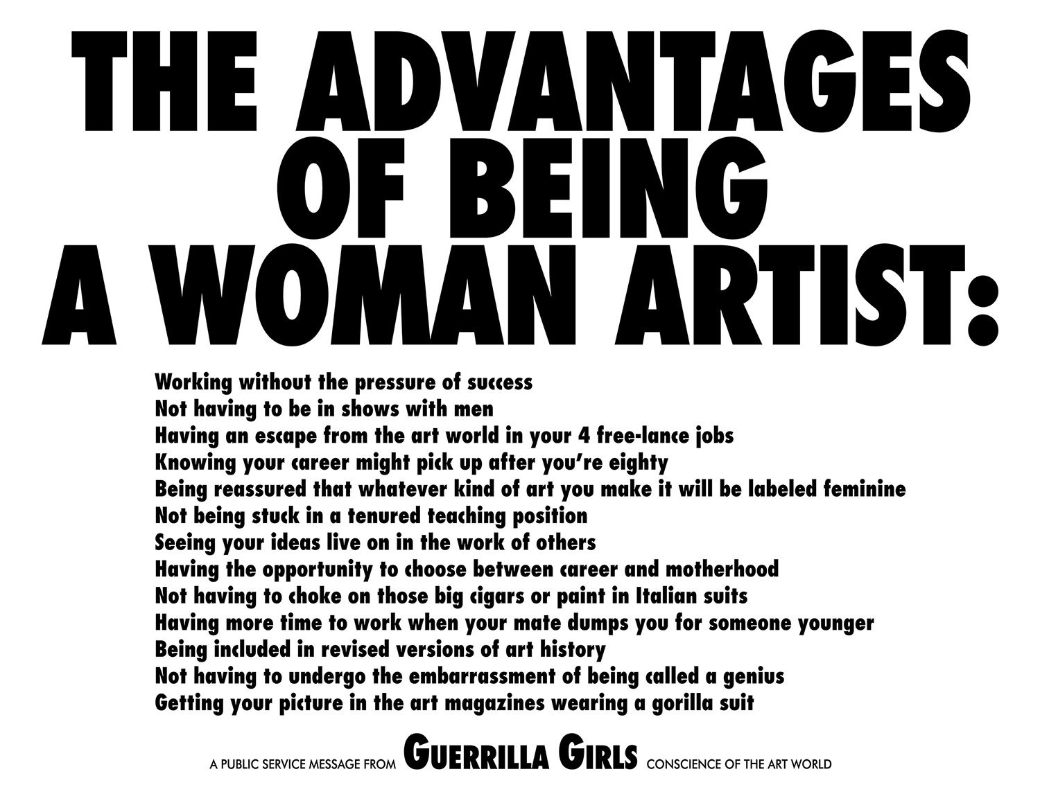 Manifiesto feminista. Guerrilla Girls.