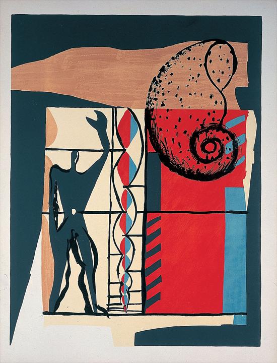 Pintura con caracol y humano. Le Corbusier dibujos. 