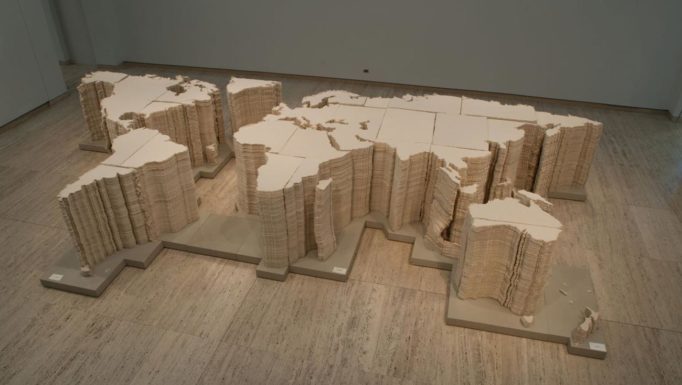 Mapa hecho de algodón. Ai Weiwei obras.